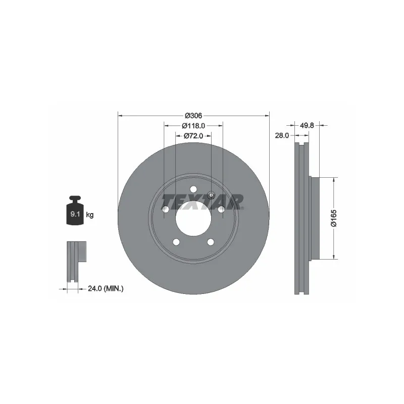 Jeu de 2 disques de frein avant TEXTAR 92116005
