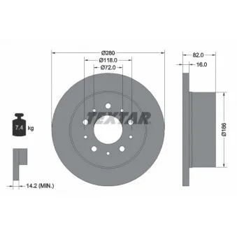Jeu de 2 disques de frein arrière TEXTAR 92116103