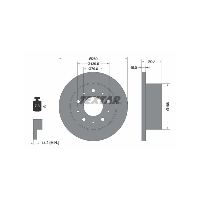Jeu de 2 disques de frein arrière TEXTAR 92116203