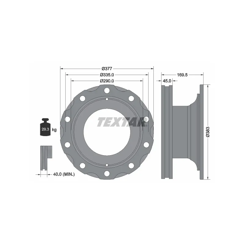 Jeu de 2 disques de frein avant TEXTAR 92116500