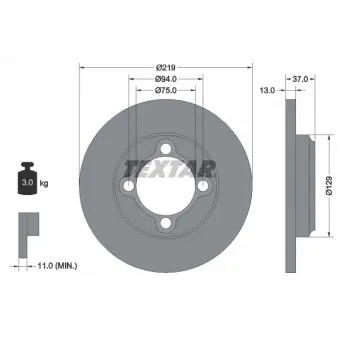Jeu de 2 disques de frein avant TEXTAR 92116900