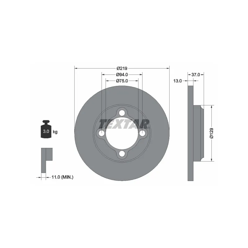 Jeu de 2 disques de frein avant TEXTAR 92116900