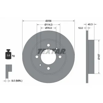 Jeu de 2 disques de frein arrière TEXTAR 92117103