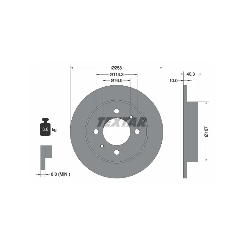 Jeu de 2 disques de frein arrière TEXTAR 92117103