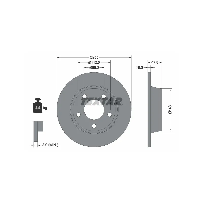 Jeu de 2 disques de frein arrière TEXTAR 92117303
