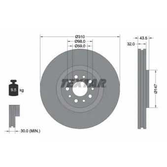 Jeu de 2 disques de frein avant TEXTAR 92118100