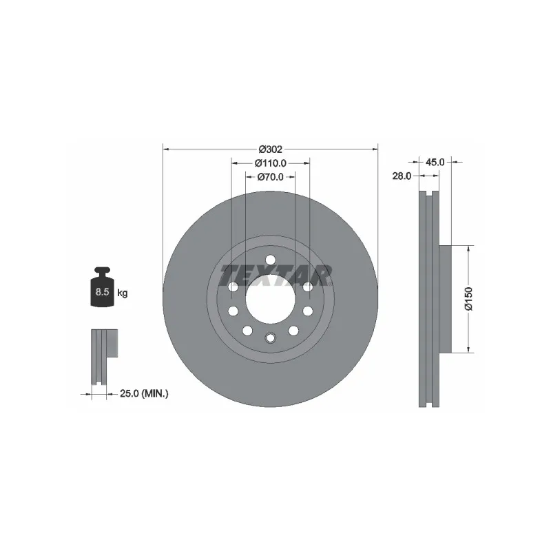 Jeu de 2 disques de frein avant TEXTAR 92118303