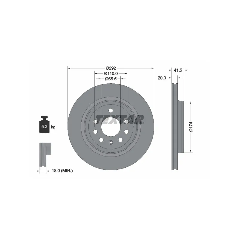 Jeu de 2 disques de frein arrière TEXTAR 92118403