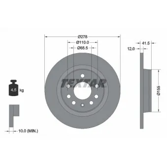 Jeu de 2 disques de frein arrière TEXTAR 92118503