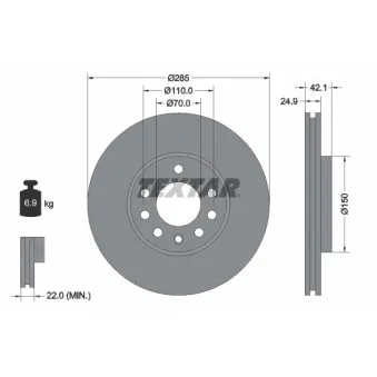 Jeu de 2 disques de frein avant TEXTAR 92118703