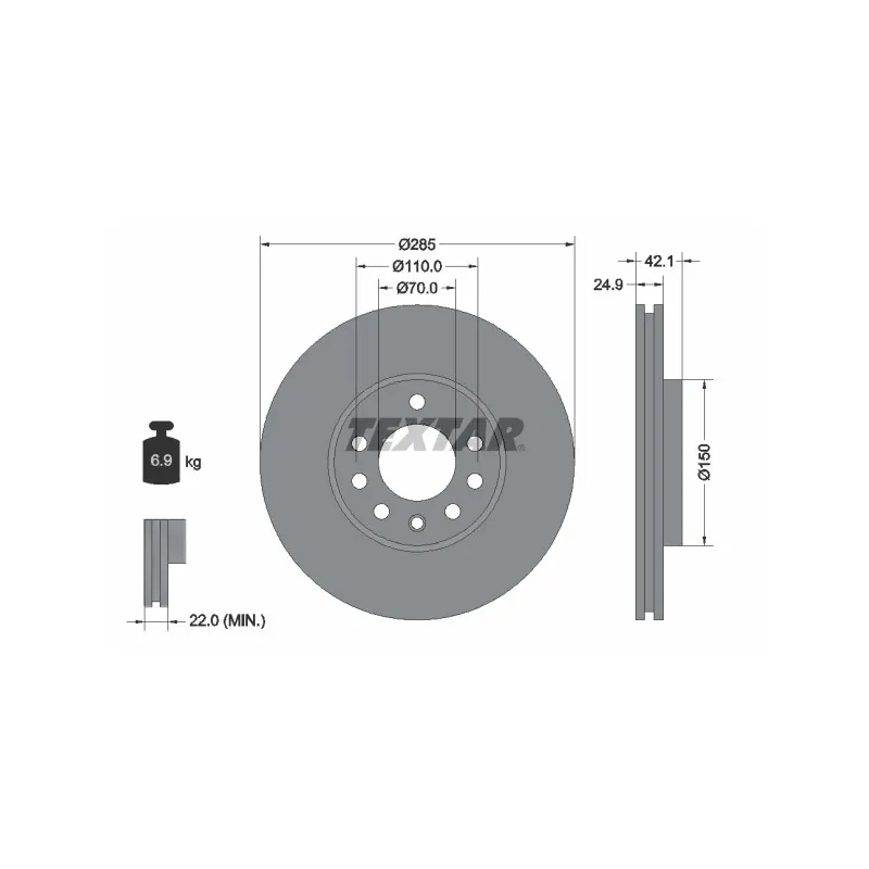 Jeu de 2 disques de frein avant TEXTAR 92118703