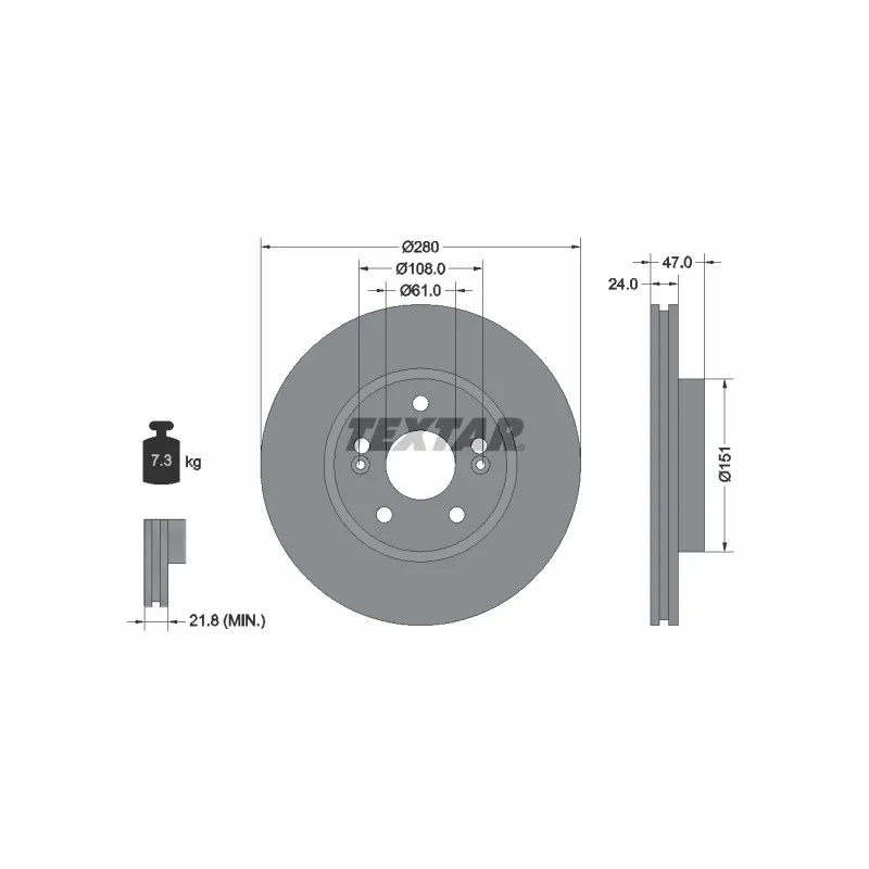 Jeu de 2 disques de frein avant TEXTAR 92118903