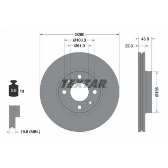 Jeu de 2 disques de frein avant TEXTAR 92119203
