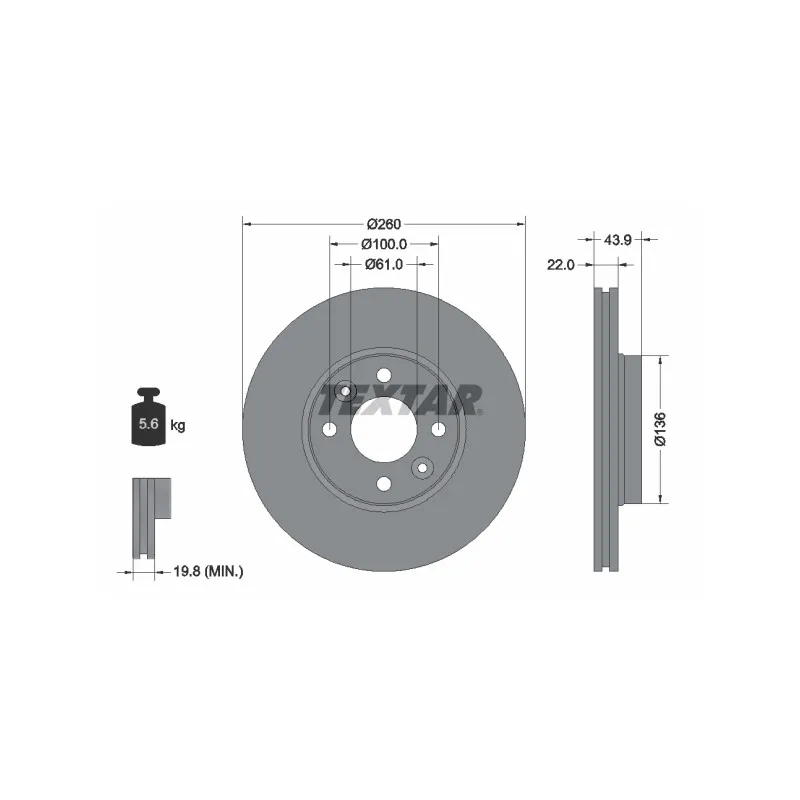 Jeu de 2 disques de frein avant TEXTAR 92119203