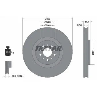 Jeu de 2 disques de frein avant TEXTAR 92119600