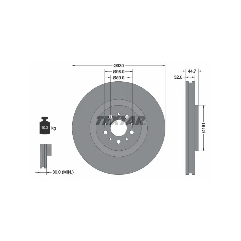 Jeu de 2 disques de frein avant TEXTAR 92119600