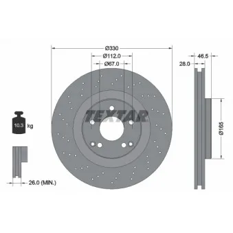 Jeu de 2 disques de frein avant TEXTAR 92119805