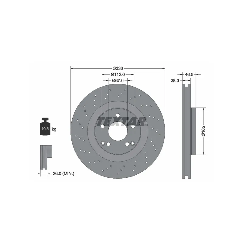 Jeu de 2 disques de frein avant TEXTAR 92119805