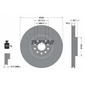 Jeu de 2 disques de frein avant TEXTAR 92120603