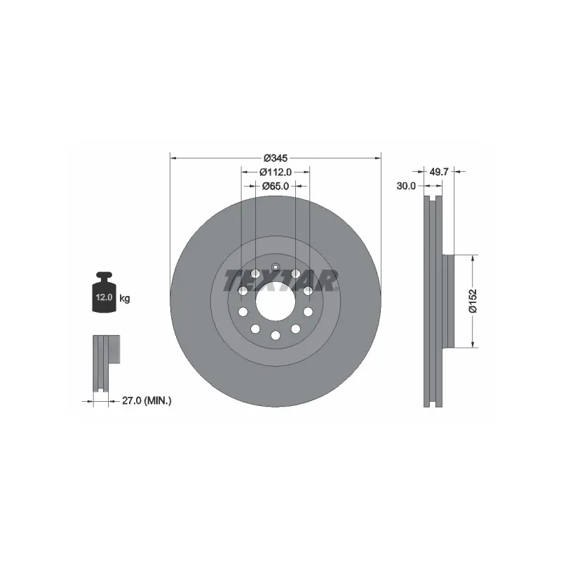 Jeu de 2 disques de frein avant TEXTAR 92120603