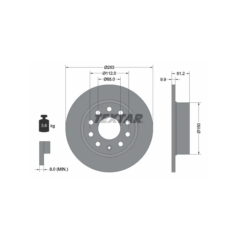 Jeu de 2 disques de frein arrière TEXTAR 92120903