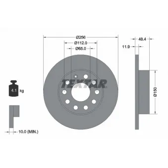 Jeu de 2 disques de frein arrière TEXTAR 92121103