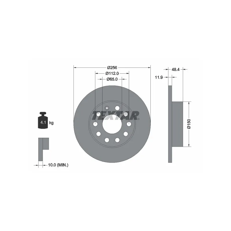 Jeu de 2 disques de frein arrière TEXTAR 92121103
