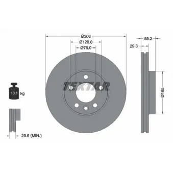 Jeu de 2 disques de frein avant TEXTAR 92121205