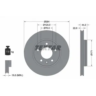 Jeu de 2 disques de frein arrière TEXTAR 92121403