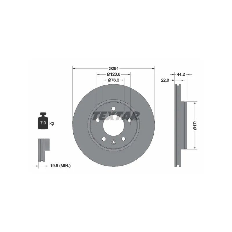 Jeu de 2 disques de frein arrière TEXTAR 92121403