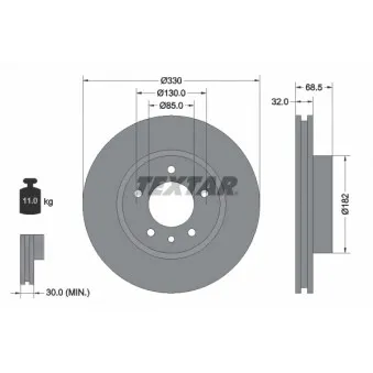 Disque de frein avant gauche TEXTAR 92121505