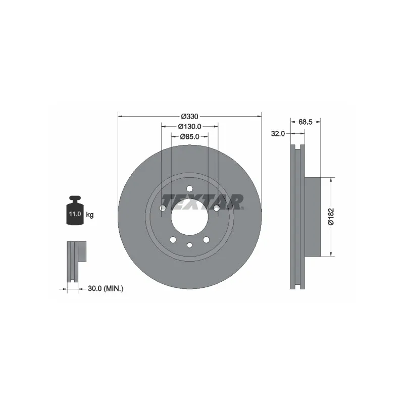 Disque de frein avant gauche TEXTAR 92121505
