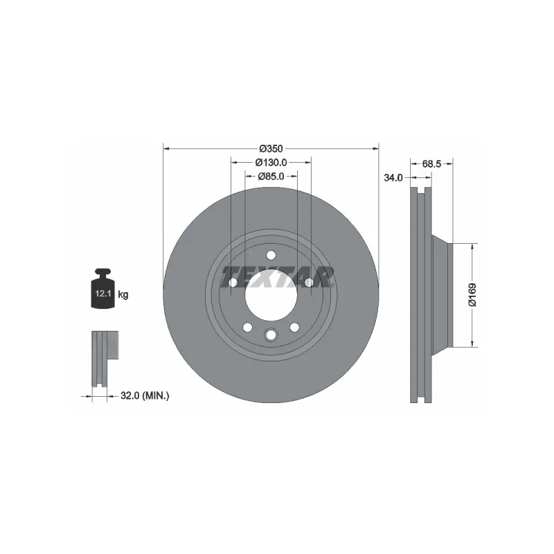 Disque de frein avant gauche TEXTAR 92121705
