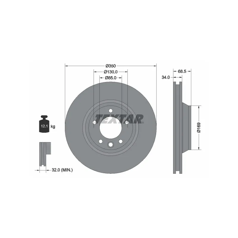 Disque de frein avant droit TEXTAR 92121805