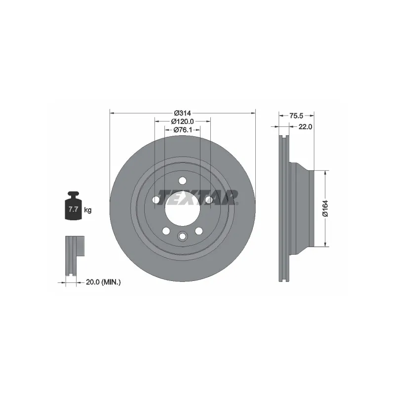 Jeu de 2 disques de frein arrière TEXTAR 92121903