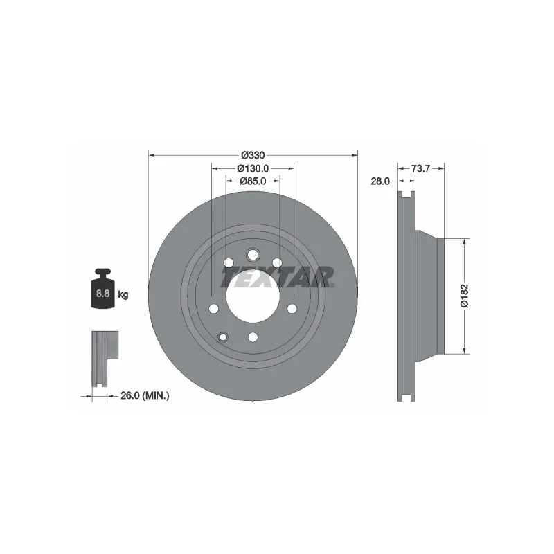 Jeu de 2 disques de frein arrière TEXTAR 92122005