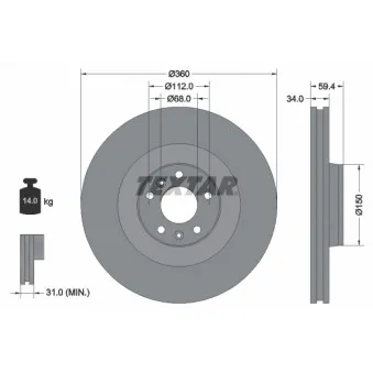 Jeu de 2 disques de frein avant TEXTAR 92122203