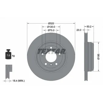 Jeu de 2 disques de frein arrière TEXTAR 92122703