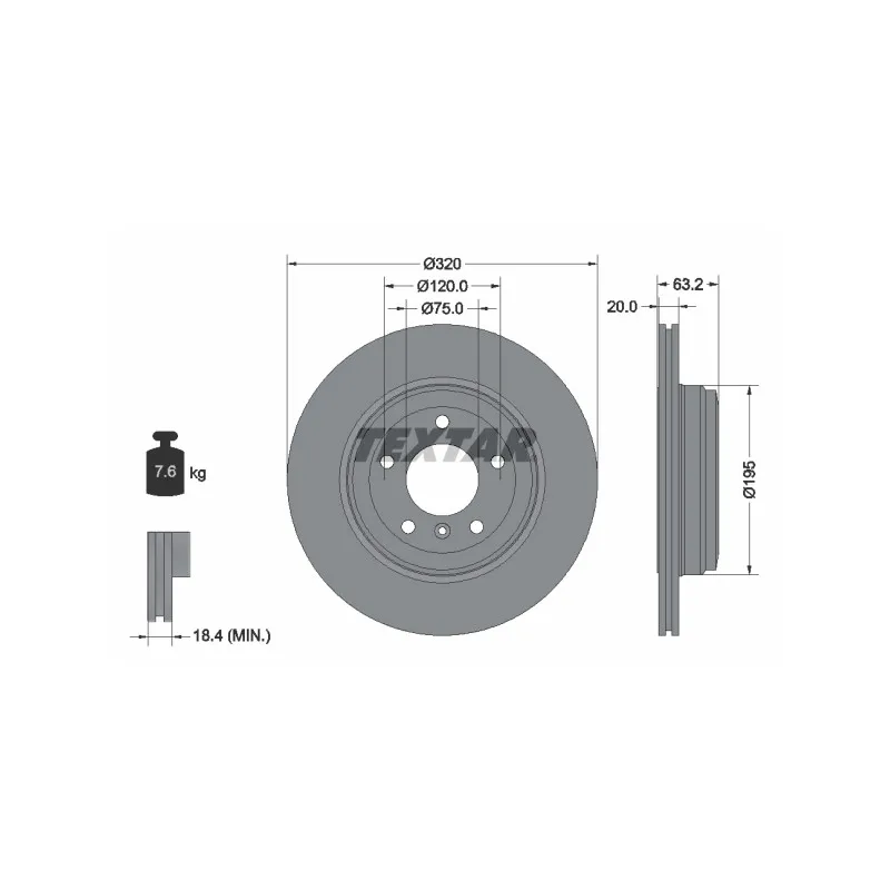 Jeu de 2 disques de frein arrière TEXTAR 92122703