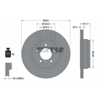 Jeu de 2 disques de frein arrière TEXTAR 92123103