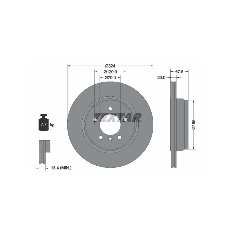 Jeu de 2 disques de frein arrière TEXTAR 92123103