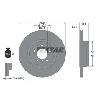Jeu de 2 disques de frein arrière TEXTAR 92123203