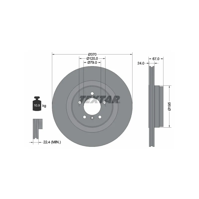 Jeu de 2 disques de frein arrière TEXTAR 92123303