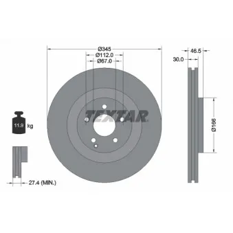 Jeu de 2 disques de frein avant TEXTAR 92123603