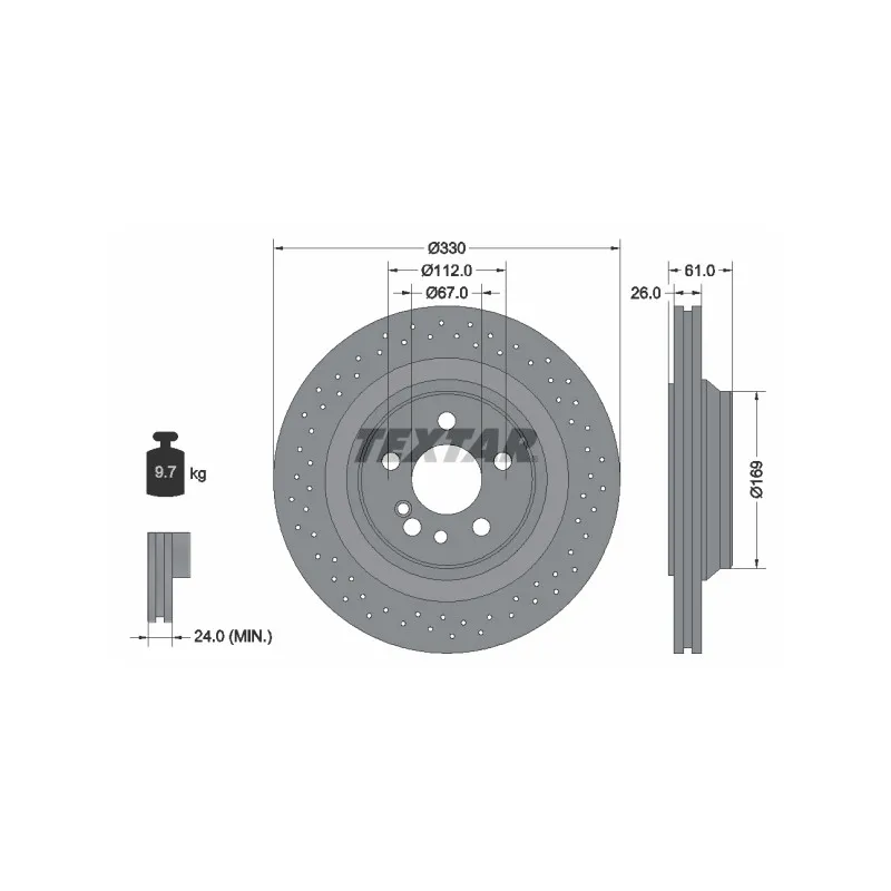 Jeu de 2 disques de frein arrière TEXTAR 92124300
