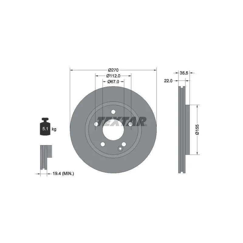 Jeu de 2 disques de frein avant TEXTAR 92124503