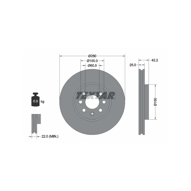 Jeu de 2 disques de frein avant TEXTAR 92124603