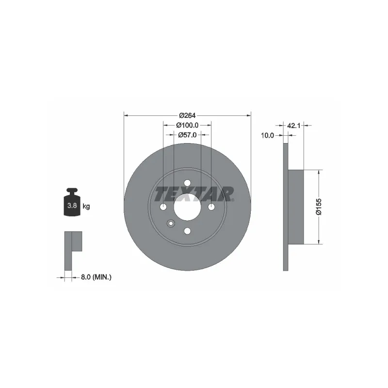 Jeu de 2 disques de frein arrière TEXTAR 92124703