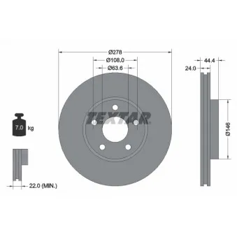 Jeu de 2 disques de frein avant TEXTAR 92124803