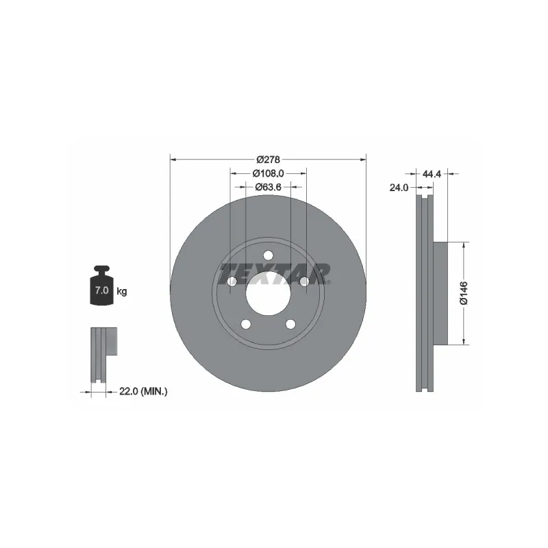 Jeu de 2 disques de frein avant TEXTAR 92124803